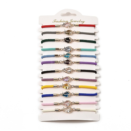 12Pcs 12 Colors Polyester Bracelets BJEW-P340-07G-1