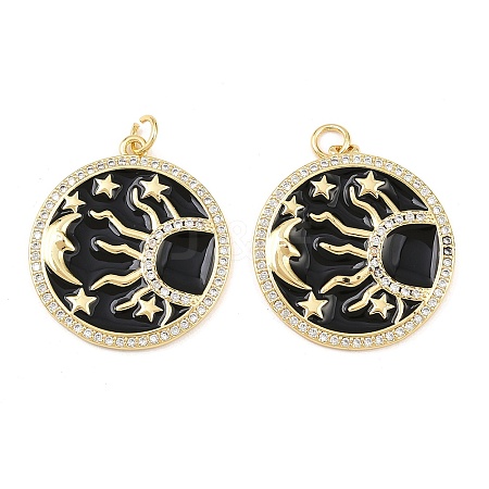 Brass Enamel Cubic Zirconia Pendants KK-L251-23G-02-1