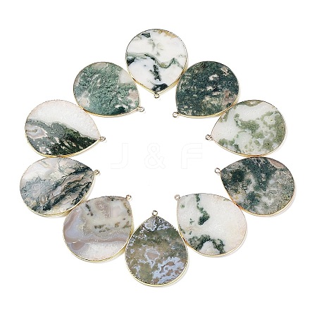 Natural Moss Agate Pendants G-E526-01M-1