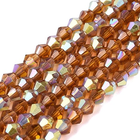 AB Color Plated Transparent Glass Beads Strands GLAA-G127-01-01I-1