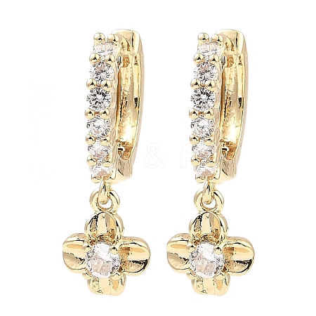 Brass with Cubic Zirconia Dangle Hoop Earrings EJEW-G362-05KCG-1