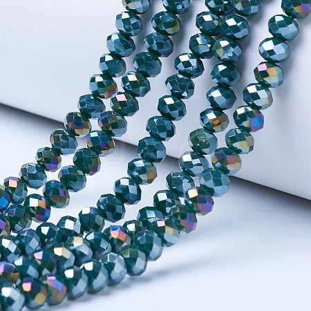 Electroplate Glass Beads Strands X-EGLA-A034-P6mm-B10-1
