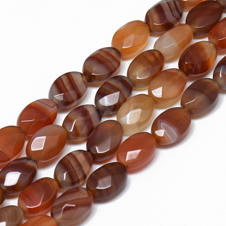 Natural Red Agate Bead Strands G-T070-6x8mm-04-1