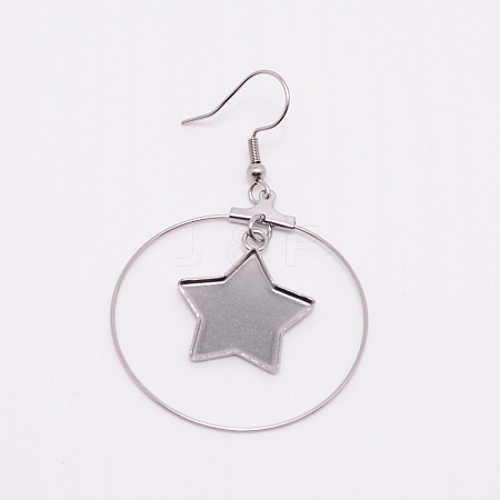 Stainless Steel Dangle Earrings LS-STAS-WH0015-37P-1