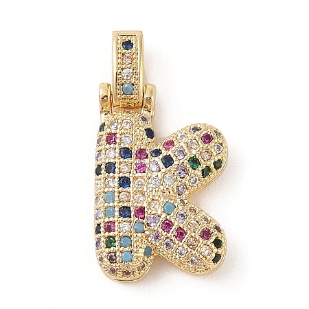 Brass Micro Pave Cubic Zirconia Pendants ZIRC-P121-01G-K-1