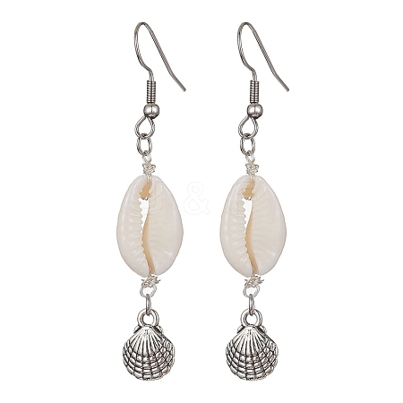 Natural Shell Dangle Earrings EJEW-JE05441-02-1