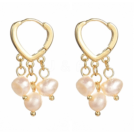 Natural Freshwater Pearl Hoop Earrings for Women EJEW-JE04630-02-1