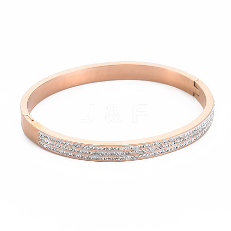 Crystal Rhinestone Triple Line Bangle BJEW-N017-004RG-1