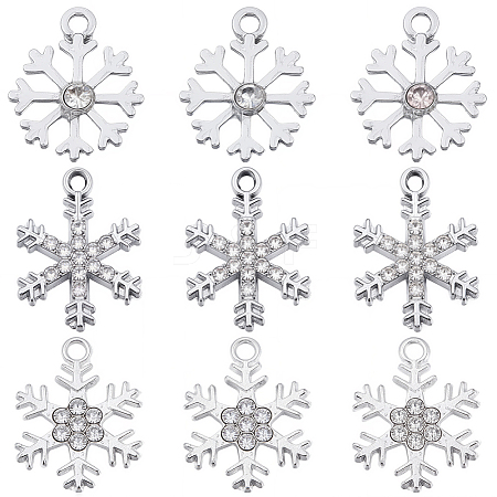 36Pcs 3 Styles Alloy Rhinestone Pendants FIND-SC0020-13-1
