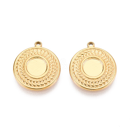 304 Stainless Steel Pendant Cabochon Settings STAS-T067-10G-1