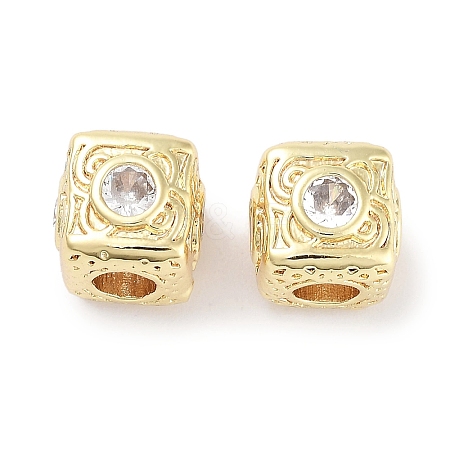 Brass Micro Pave Cubic Zirconia Beads KK-C051-28G-03-1