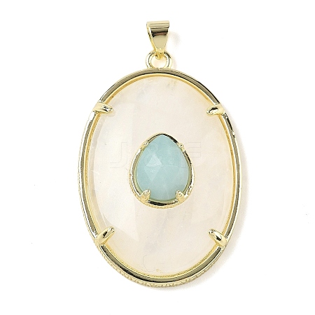 Natural Quartz Crystal & Flower Amazonite Pendants G-P599-05G-01-1