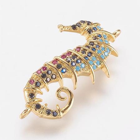 Brass Micro Pave Cubic Zirconia Links ZIRC-G103-10G-1