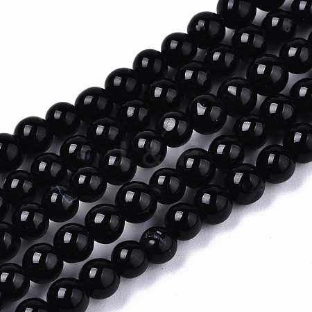 Natural Black Onyx Beads Strands G-S359-231-1