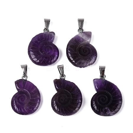 Natural Amethyst Pendants G-Q601-45E-1