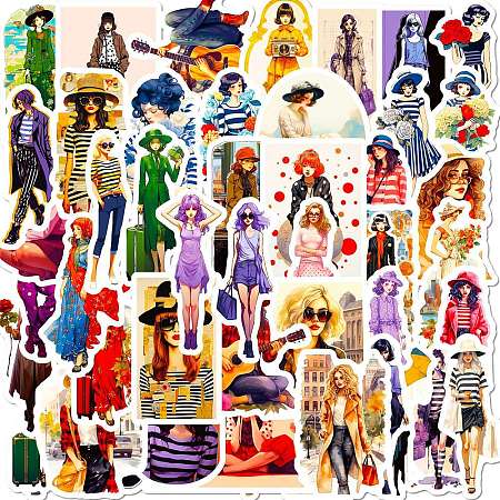 50Pcs Cartoon Lovely Girl Vinyl Stickers STIC-Q001-06A-1
