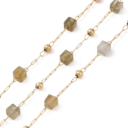 Natural Labradorite Square Beaded Chains AJEW-J035-02G-05-1