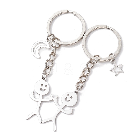 2Pcs 304 Stainless Steel  Keychains KEYC-JKC01165-1