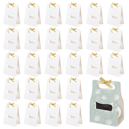 Rectangle Heat Transfer Blank Paper Gift Mug Storage Boxes with Gold Color Ribbon CON-WH0201-001-1