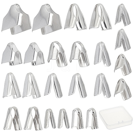 SUNNYCLUE 240Pcs 12 Style 304 Stainless Steel Folding Crimp Cord Ends STAS-SC0002-96-1