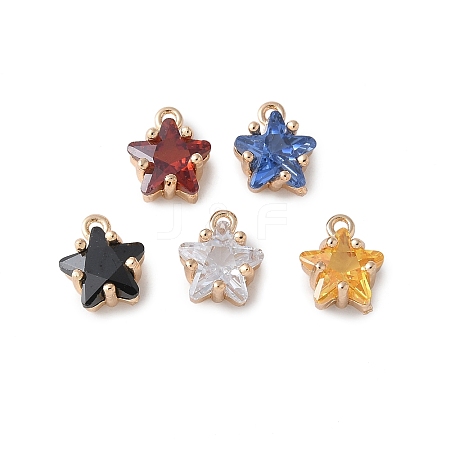 Brass Glass Charms KK-D355-03G-1