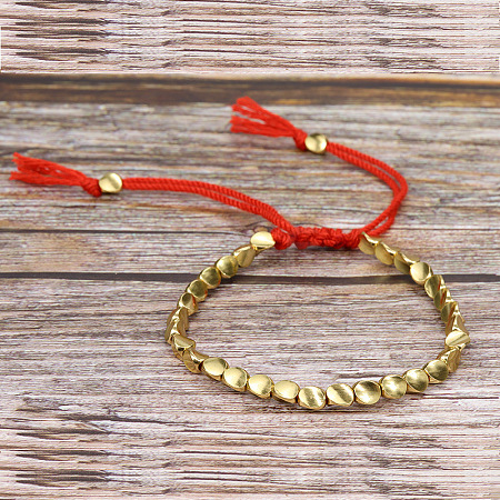 Minimalist Brass Twist Bead Braided Bead Bracelets FS-WG305E2-03-1