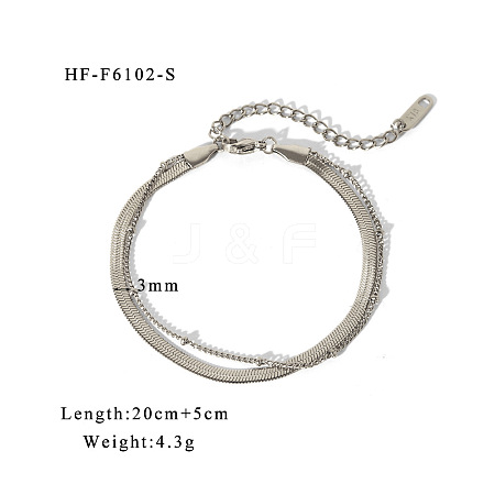 Double Layer Stainless Steel Snake Chain Anklets WG0E2ED-02-1