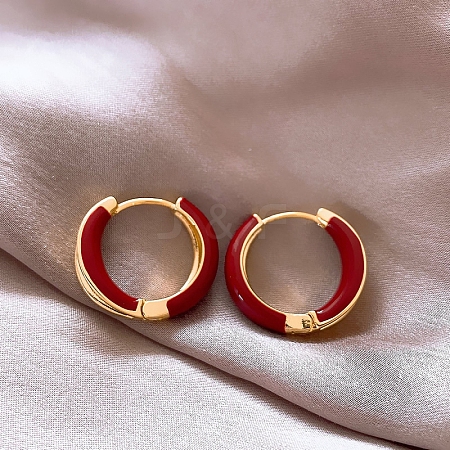 Alloy Enamel Ring Hoop Earrings for Women WG80053-54-1