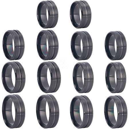 14Pcs 7 Styles Stainless Steel Grooved Finger Ring Settings STAS-SC0010-65EB-1