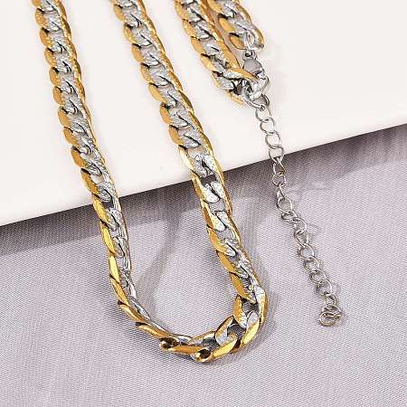 6MM 304 Stainless Steel Cuban Link Chain Necklaces for Women NJEW-G177-01GP-1