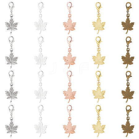 ARRICRAFT 20pcs Maple Leaf Alloy Pendants Decorations Set HJEW-AR0001-10-1