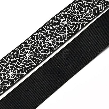 5 Yards Halloween Printed Polyester Grosgrain Ribbon OCOR-WH0047-95A-02-1