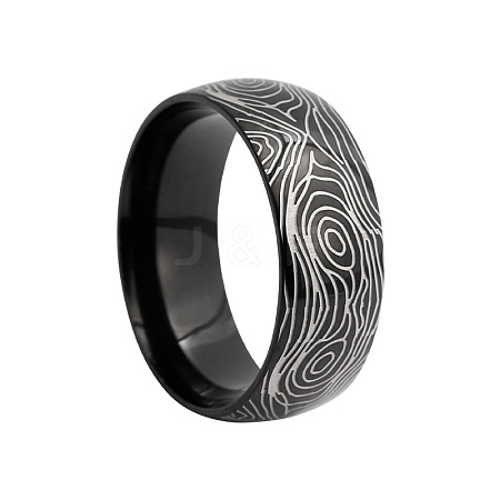 Annual Ring Pattern 201 Stainless Steel Finger Rings FS-WG7658E-12-1