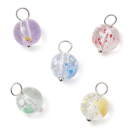 Baking Paint Glass Beads Charms PALLOY-JF03132-02-1