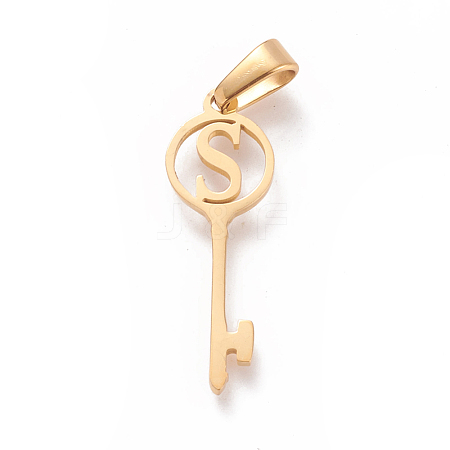 304 Stainless Steel Initial Pendants STAS-D019-09S-G-1