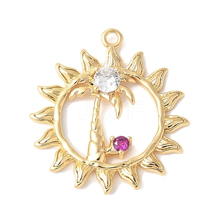 Brass Micro Pave Clear Cubic Zirconia Pendants KK-U064-05G-1