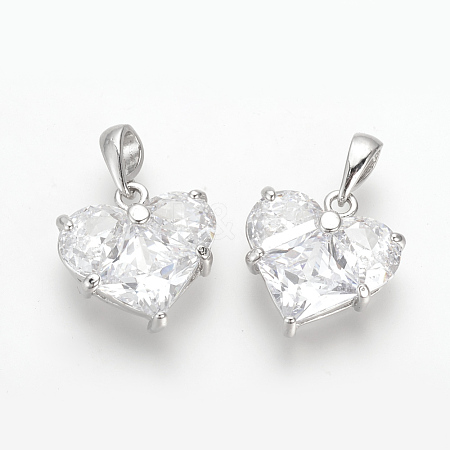 Brass Cubic Zirconia Charms X-KK-R015-109P-1