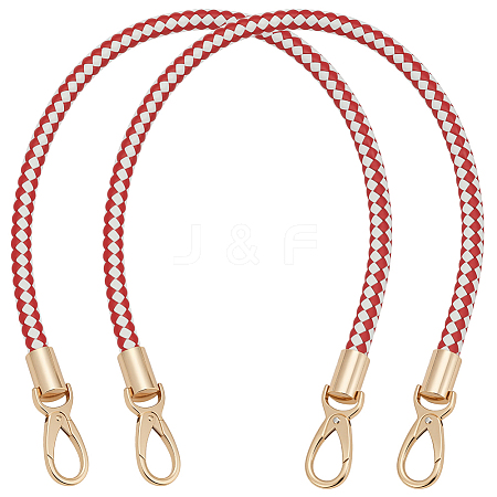 Two Tone Braided Round PU Leather Bag Straps DIY-WH0816-091A-KCG-1