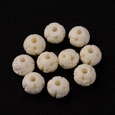 Handmade Carved OX Bone Beads BONE-R016-10mm-1