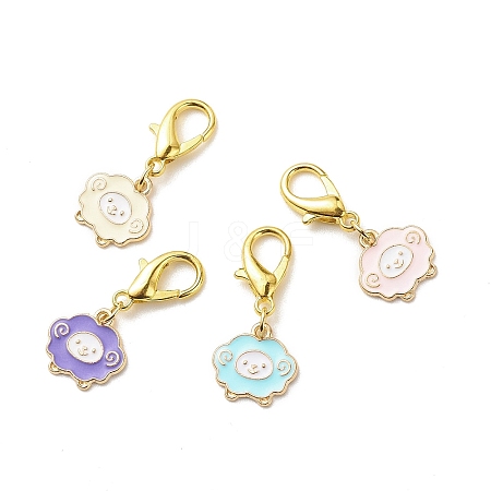 Alloy Enamel Sheep Pendant Decorations X-HJEW-JM00706-1