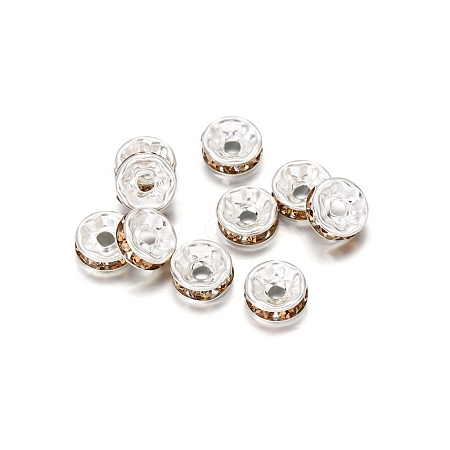 Rondelle Brass Rhinestone Spacer Beads FS-WG29681-63-1