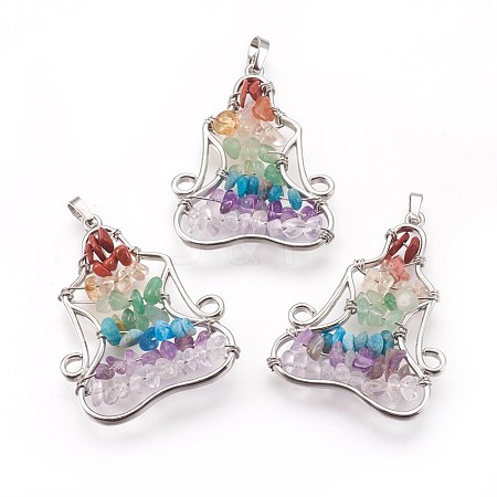 Natural & Synthetic Mixed Gemstone Chakra Pendants G-I212-01-1