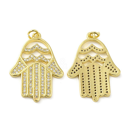 Rack Plating Brass with Cubic Zirconia Pendants KK-Q784-14G-1