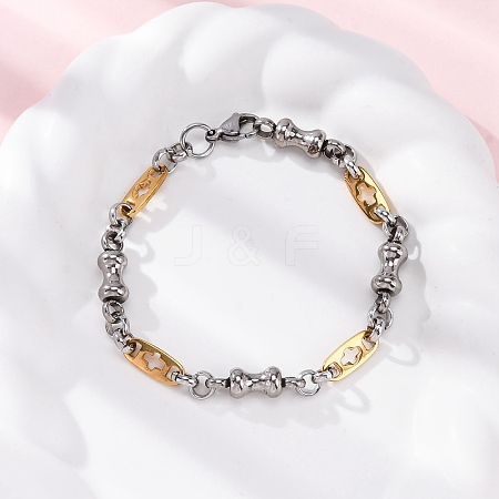 201 Stainless Steel Byzantine Chain Bracelets BJEW-B078-170GP-1