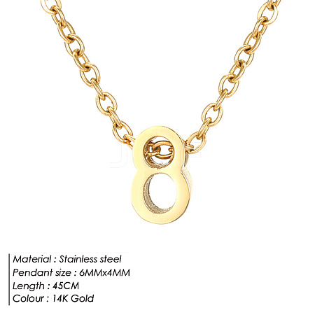 304 Stainless Steel Number Pendant Necklaces FS-WG6717D-06-1