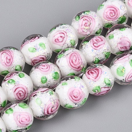 Handmade Foil Glass Beads Strands FOIL-N033-04F-1