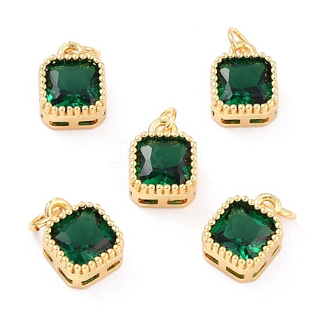 Real 18K Gold Plated Brass Inlaid Cubic Zirconia Charms ZIRC-L100-073G-01-1