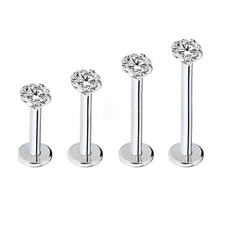 G23 Titanium Steel Clear Cubic Zirconia Threadless Labret Stud WG700A9-18-1