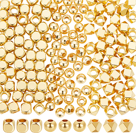 Beebeecraft 150Pcs 3 Style Brass Beads KK-BBC0012-08-1