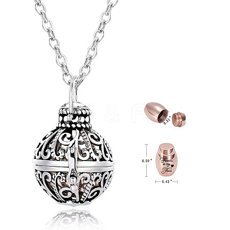 Stainless Steel Round Urn Ashes Pendant Necklace PW-WG9842A-04-1